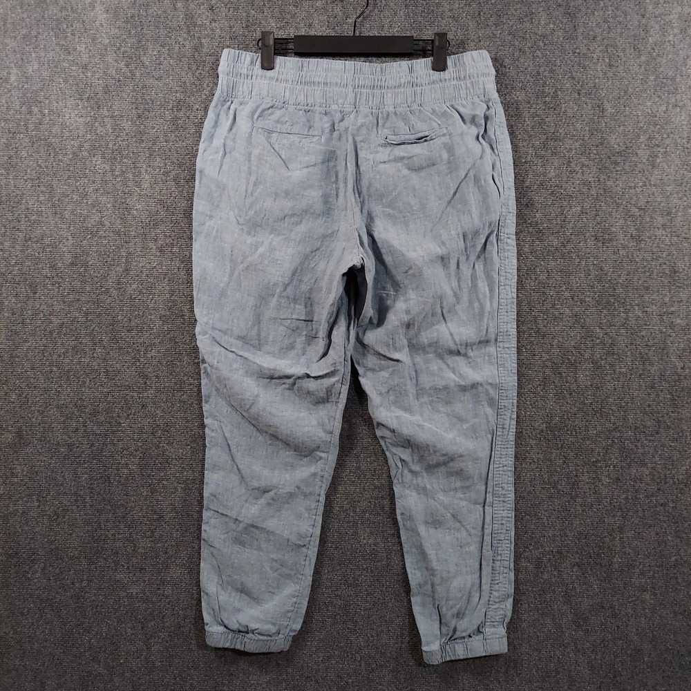 Athleta Pants Womens 12 Blue Cabo Linen Jogger Drawstring Cuffed Lightweight - Picture 2 of 11